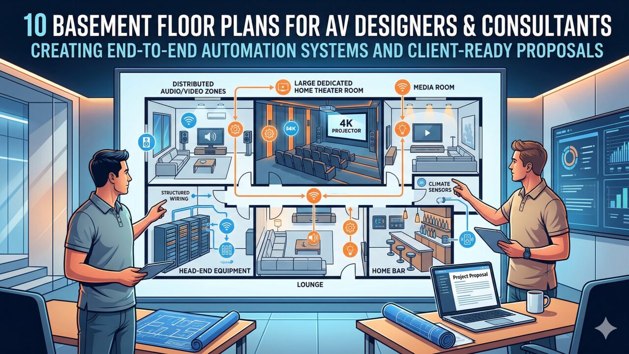 10 Basement Floor Plans for AV Designers & Consultants Creating End-to-End Automation Systems and Client-Ready Proposals